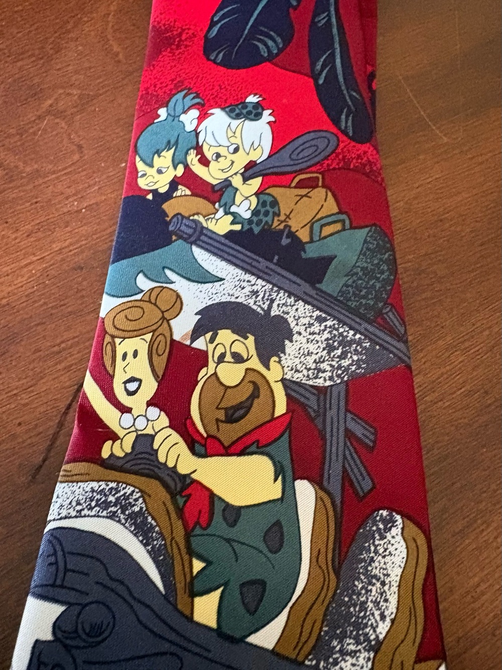 Vintage silk Novelty Red Cartoon Print Men's Tie